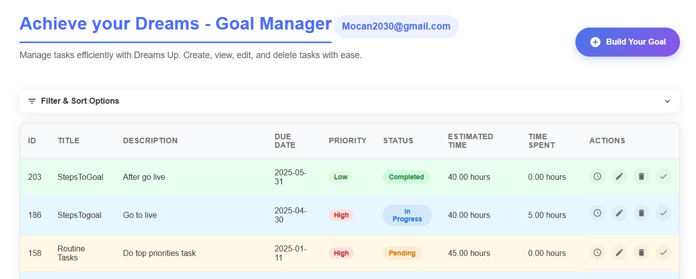 Goal Creation Interface 1